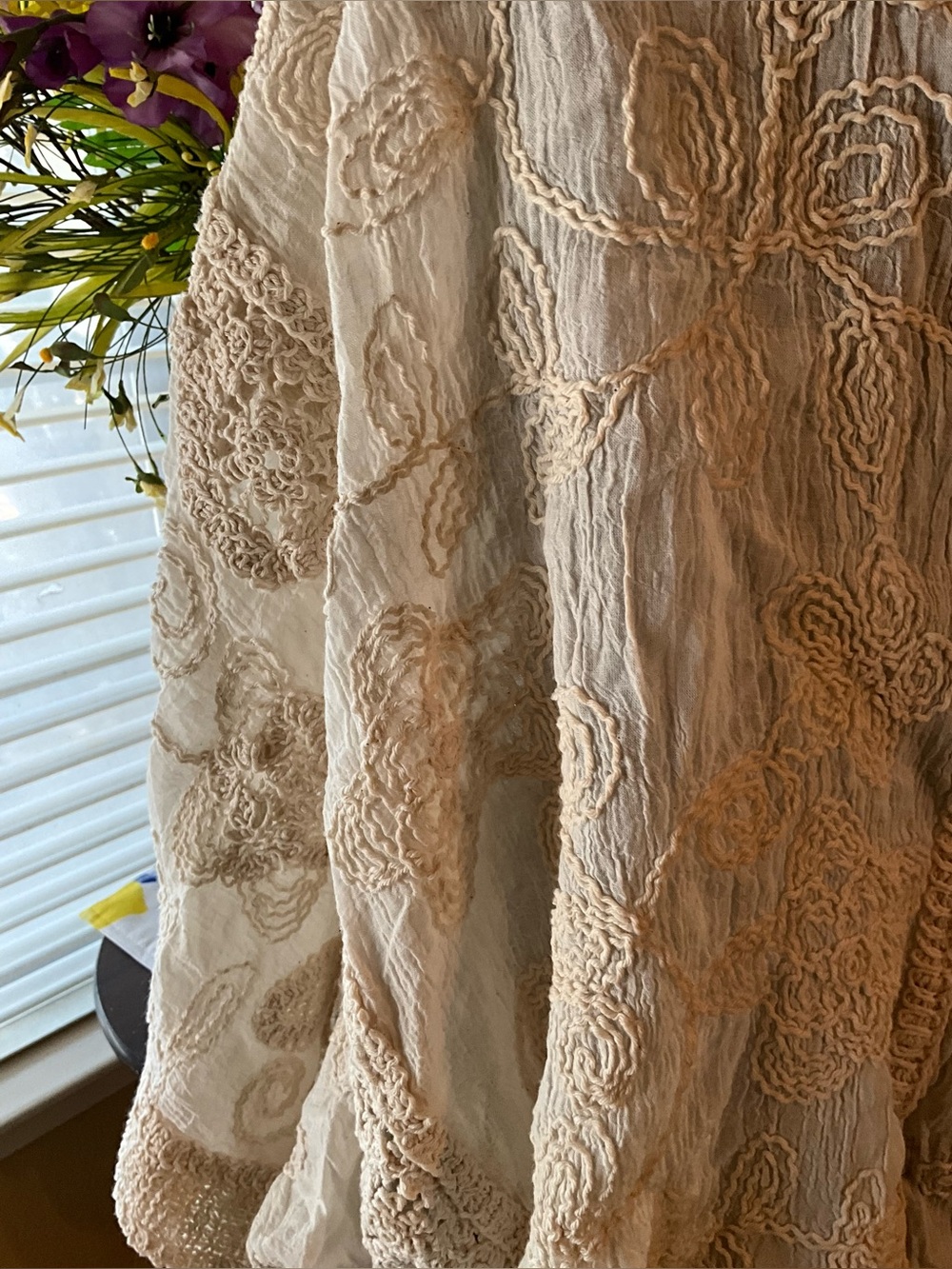 Boho Crochet Trim Cream Women's Sweater Jacket - Picture 3 of 4